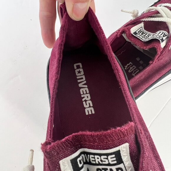 9 Women- Converse Chuck Taylor All Star Shoreline Slip On Maroon Silver Sneakers - Picture 7 of 15